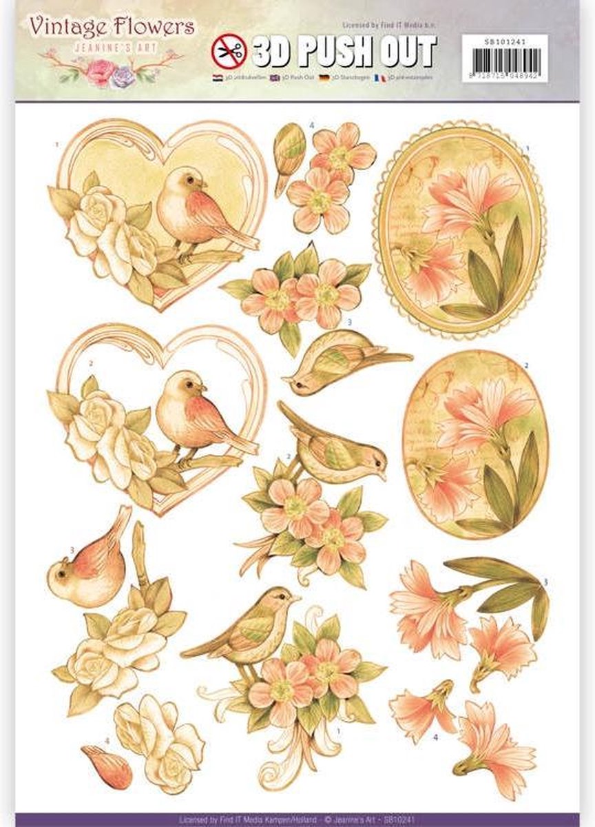 Uitdrukvel  - Jeanines Art - Vintage Bloemen - Verbleekt Vintage